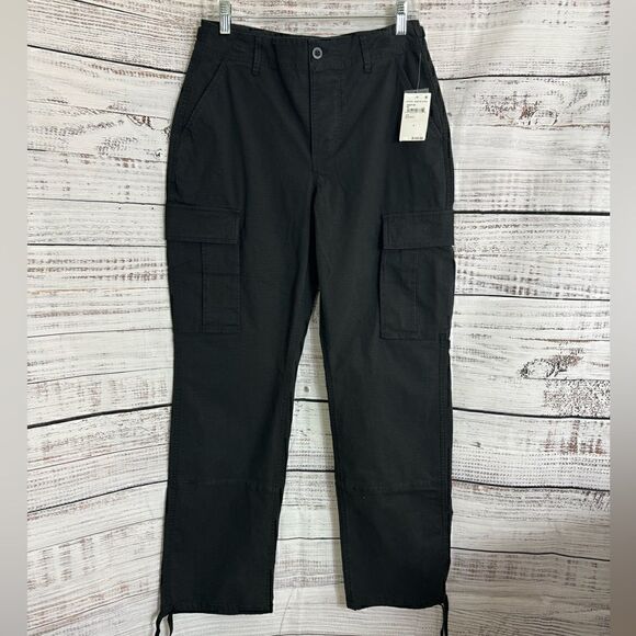 Good American Pants Womens size 6 Desert storm cargo Black Wide leg Baggy New‎ - Picture 3 of 12